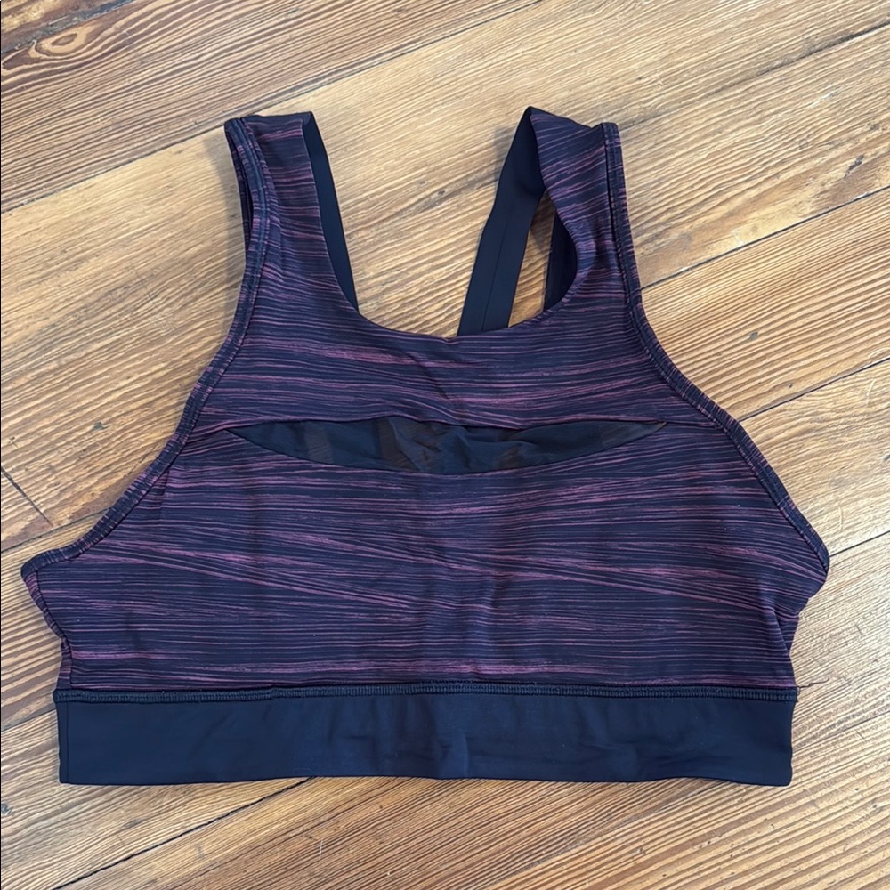 Lululemon Black and Purple Racerback Sports Bra with Wide Straps
